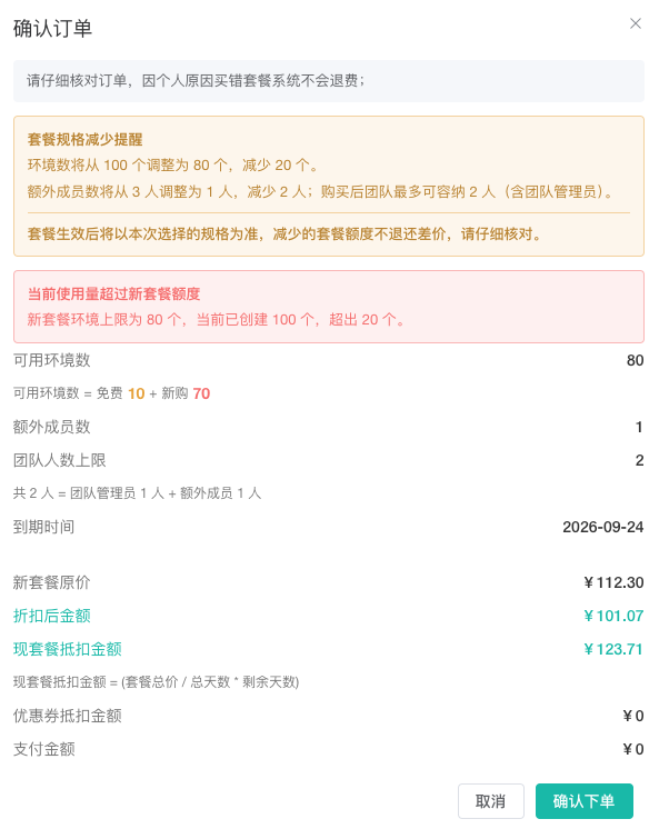 套餐降配与超限提醒