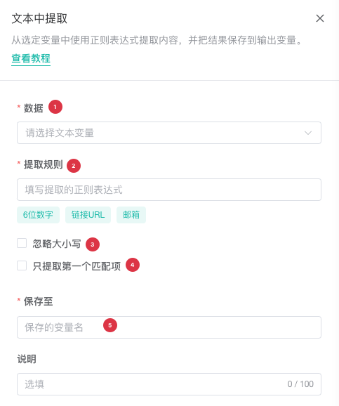 Extract Text configuration